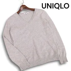 UNIQLO ユニクロ 秋冬 高級 カシミヤ100%★ Vネック セーター ニット Sz.M レディース 灰 グレー