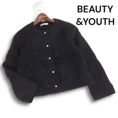 23AW★ BEAUTY&YOUTH ユナイテッドアローズ 秋冬★ ウール ノーカラー ショート コート ジャケット Sz.S レディース 黒