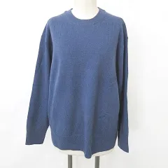 無印良品 良品計画 セーター ニット 長袖 丸首 ウール 紺 ネイビー XL