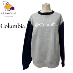 Columbiaコロンビア スウェット トレーナー Lサイズ 霜降りグレー×ネイビー ビッグロゴ プルオーバー スポーツウェア 古着