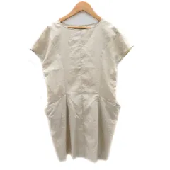 エムケー ミッシェルクラン MK MICHEL KLEIN ワンピース ミニ丈 半袖 ラウンドネック 無地 38 M ベージュ /YK17