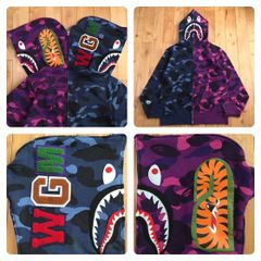 A BATHING APE シャークパーカー パープル カモ 紫 レア - メルカリ
