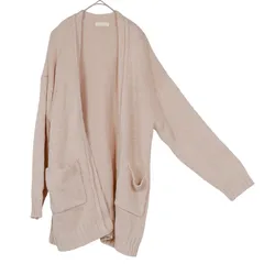 F【 earth music&ecology  / アースミュージックアンドエコロジー 】　ニットロング カーディガン アイボリー 長袖 ナチュラル 両サイドポケット 秋冬 S924