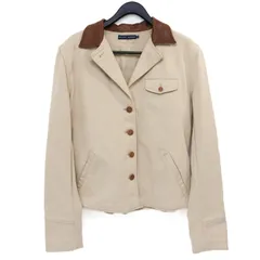 ラルフローレン ジャケット レザー コットン ベルト ベルト レザーカラー ベージュ アイボリー 茶 ブラウン コットン レザー Ralph Lauren