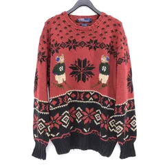 ラルフローレン ニット セーター プルオーバー スキーベア 赤 レッド RED リネン コットン Ralph Lauren