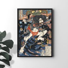A2사이즈 가가와 쿠니요시 포스터 나미 백 도장순 우키요에 일본화 일본식 아트 포스터