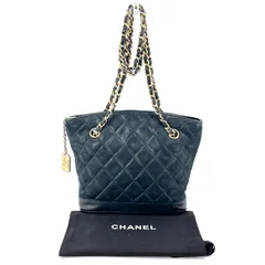 【CHANEL】シャネル ヴィンテージ ラムスキン キルティング  マトラッセ ショルダーバッグ トート ブラック ゴールド金具 130535 10209