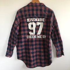 キスマーク フランネルシャツ レディース M レッド/ネイビー/チェック 2871202511240057