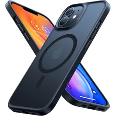 TORRAS iPhone 12/12 Pro 用 ケース 【米軍進化耐久・高精密Magsafe対応】半透明 マグネット搭載 耐衝撃 マット感 黄ばみなし ストラップホール付き マグセーフ対応 ワイアレス充電対応 マットブラック Guardian-Mag