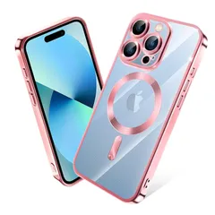 iPhone 15 Pro Max ケース MagSafe対応 クリア メッキ加工 アイフォン15ProMax スマホケース 耐衝撃 TPU ワイヤレス充電対応 いpほね 15 pro max カバー ストラップホール付き 薄型 透明 超軽量 黄ばみにくい 柔