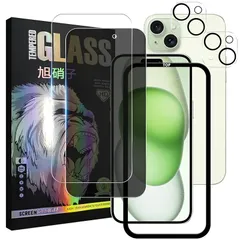 対応 iPhone 15 Plus ガラスフイルム 6.7インチ 【透明強化ガラス1枚 / 覗き見フィルム1枚 /レンズ保護フィルム2枚】 ガイド枠付き iphone15 plus フイルム アイホン15 plus 液晶 保護フィルム プライバシーフィルム 強