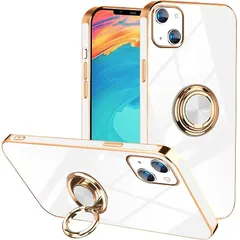 iPhone 14 Plus 用ケース 耐衝撃 リング付き 液状シリコン TPU スマホケース 米軍MIL規格取得 薄型 軽量 衝撃吸収 防指紋 スタンド機能 ストラップホール付き サラサラ触り心地 6.7インチ アイフォン14 Plus カバー