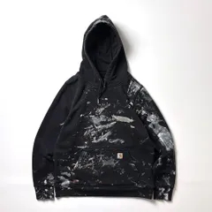Carhartt カーハート パーカー スウェット フーディー プルオーバー M ブラック 黒 ペンキ ペイント ダメージ ヘビーウェイト 裏起毛 ビッグシルエット ワーク 90s USA古着 ストリート