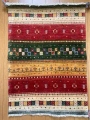 ギャッベ 手織りウールラグ 117×83cm カシュガイ