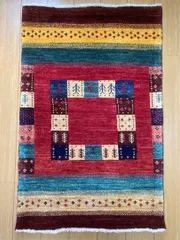 ギャッベ 手織りウールラグ 123×78cm カシュガイ