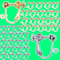 【新着商品】基礎金具 DIY ネジバネ式 (ゴールド+シルバー各20個) アクセサリーパーツ 耳穴なし イヤリング パーツ 手作り用 手芸 40個 イヤリングパーツ YINKE