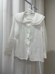 白フリルシースルーブラウス