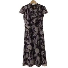 LAURAASHLEY(ローラアシュレイ) ワンピース サイズ7 S レディース美品  - パープル×白×マルチ Vネック/半袖/ロング/ペイズリー柄/フリル