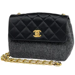 シャネル CHANEL ココマーク チェーン ショルダーバッグ マトラッセ ショルダーバッグ ファブリック グレー ブラック レディース 【中古】