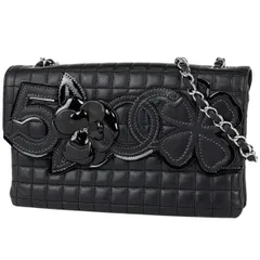 シャネル CHANEL チョコバー チェーン ショルダーバッグ No.5 カメリア ココマーク ショルダーバッグ レザー ブラック レディース 【中古】