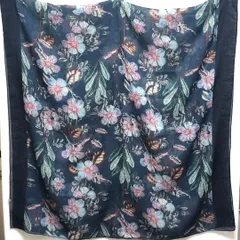 【 新品未使用 | 日焼け防止 】大判 ボタニカル 花柄スカーフ 生地 ガーゼのように柔らか軽やか ポリエステル 日よけ 春夏 ショール T664_2306E0575