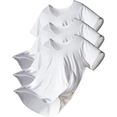 [Duerfusa] インナー メンズ インナーシャツ 半袖 白 黒 3枚組 (白/Vネック半袖, L)