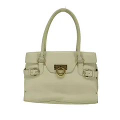 サルヴァトーレフェラガモ Salvatore Ferragamo イタリア製 ガンチーニ ホワイトレザーハンドバッグ レディース 表記無 