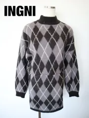 INGNI　イング　アーガイルニットワンピース　2023年製　Mサイズ　ブラック グレー オフホワイト　可愛い　ミニ丈　おしゃれ　人気　6459871