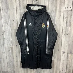 OLD adidas アディダス サッカー ラリーガ レアル マドリード 23番 BECKHAM ベッカム 裏ボア フーディー ベンチコート メンズ M サイズ