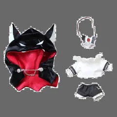 【新着商品】(Black 服　ショール　ネクタイ　ワイシャツ　ズボン　ベルト　デビルスーツ　着せ替え　アクセサリー ぬいぐるみ 10cm) 20cm niannyyhouse　10cm