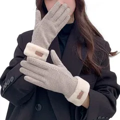 [MOONMN] 手袋 レディース スマホ対応 グローブ 防寒 防風 保温グローブ 裏起毛 ボア 手袋 女性用 ファーふわふわ 暖かい 手袋冬 秋 かわいい おしゃれ通勤 通学 プレゼント 滑り止め付き 冬用