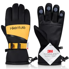 HIKENTURE スキーグローブ2倍保温力・100%防水 タッチスクリーン対応 スノーボード・スキー・登山・雪遊び・除雪作業に最適な防寒グローブ