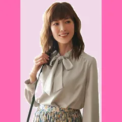 リボン オフィス ビジネス 通勤 大きいサイズ ママ OL ミセス フォーマル キャリア シャツ スーツ 冠婚葬祭 トップス レディース ブラウス ボウタイ ブティック] ルエ [ルイ