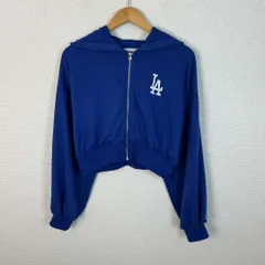 MLB LA ドジャース ジップアップパーカー ロゴ刺繍 ブルー レディース 古着 スポーツMIX