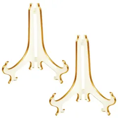 Uccellino アンティーク 皿立て 写真たて ホワイト ゴールド プレートスタンド ディスプレイ (２個セット)