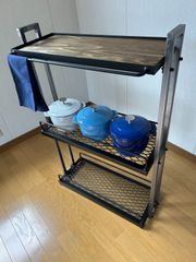 カフェ板×アイアン】3段シェルフ｜古材風ジャコビーン仕上げ - メルカリ