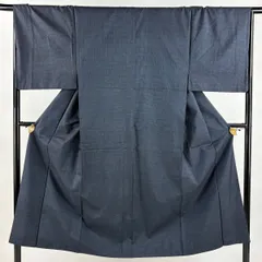 【美品】 男着物 身丈146cm 裄丈68cm M 袷 アンサンブル 紬 亀甲絣 濃紺 正絹 秀品 【中古】
