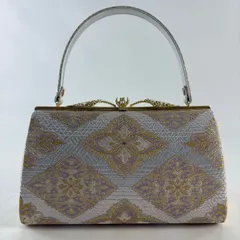 【美品】 和装バッグ 優品 フォーマル 花菱 縞 金銀糸 薄紫 正絹 和装小物  【中古】