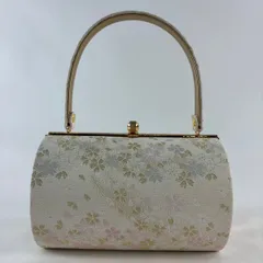 【美品】 和装バッグ 優品 フォーマル 金鷲 桜 桜の花びら 金糸 クリーム 正絹 和装小物  【中古】