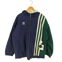 アディダス adidas 80-90s 国旗黒タグ フード付き 中綿ナイロンジャケット メンズ import：L 