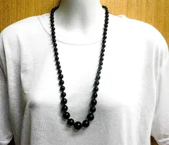 天然石 オニキスロングネックレス　　250720625