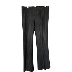 Z1633セオリー リュクス  theory luxe  ロングパンツ ブラック 黒 レディース42 ストライプ スーツ ビジネス タック
