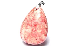 【１点物】シルバー925◇高発色 シナバー辰砂　34x25mm　ドロップ ペンダントトップ パワーストーン 天然石 _PC7332