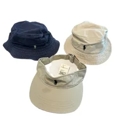RE330 Polo by Ralph Lauren ポロバイラルフローレン　帽子3点セット　バケットハット　サンバイザー　ベージュ　ネイビー　レディース　Mサイズ