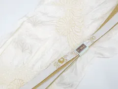 【一輝堂】和装小物 帯締め 帯揚げ セット 礼装用 菊 高麗組 金糸 帯締 帯揚 25w11-13776
