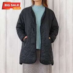中綿キルト ロングジャケット レディース ノーカラーブルゾン 軽量 あったか アウター キルティングコート 体型カバー 長袖 秋冬