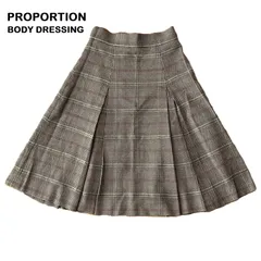 【PROPORTION BODY DRESSING/ プロポーションボディドレッシング】フレアスカート 千鳥 ひざ丈 起毛 冬素材 裏地付き 洗濯OK（中古）