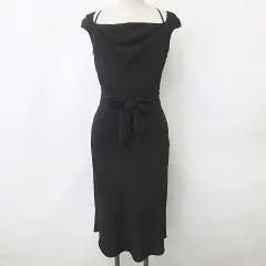 ロートレアモン LAUTREAMONT ワンピース ノースリーブ シフォン リボン フォーマル 無地 黒 ブラック 2