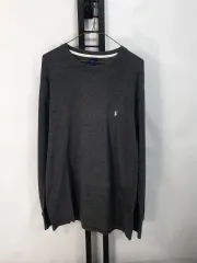 ポロ ラルフローレン ロングスリーブ ワッフルニット 長袖Tシャツ チャコールグレー XL