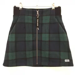 【美品】パーリーゲイツ ニットスカート グリーン×ネイビー チェック 裏起毛 レディース 1(M) ゴルフウェア PEARLY GATES